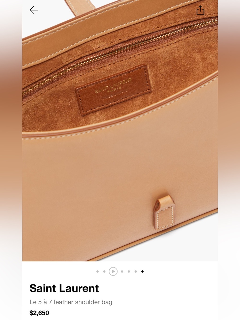 Saint Laurent Le 5 à 7 Leather Shoulder Bag YSL Beige - Picture 5 of 17